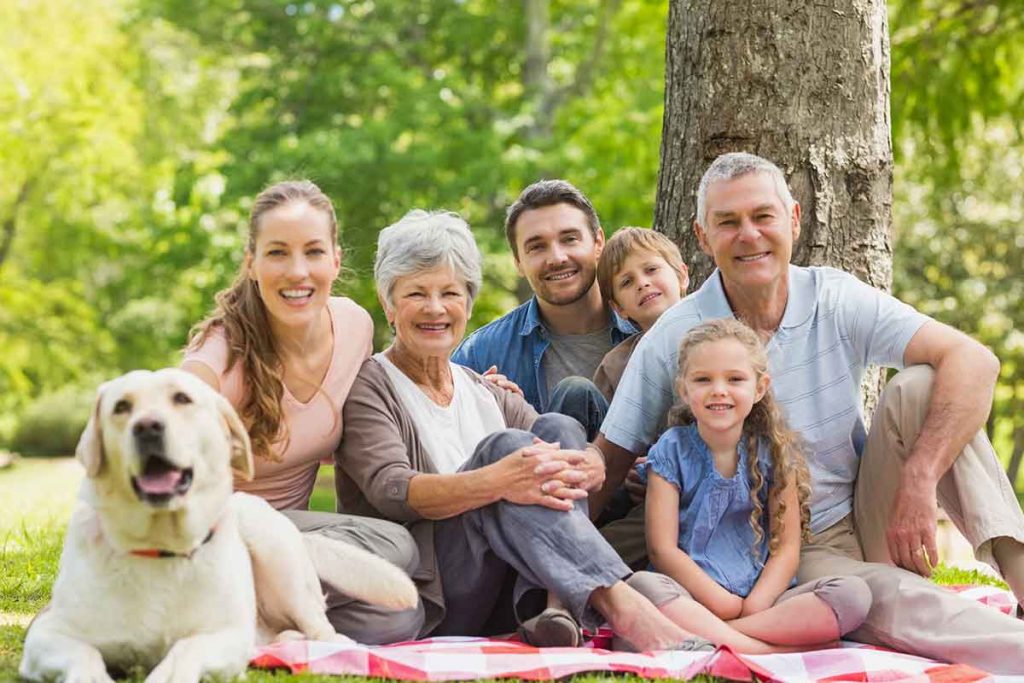 Family enjoying a warm summer day outside